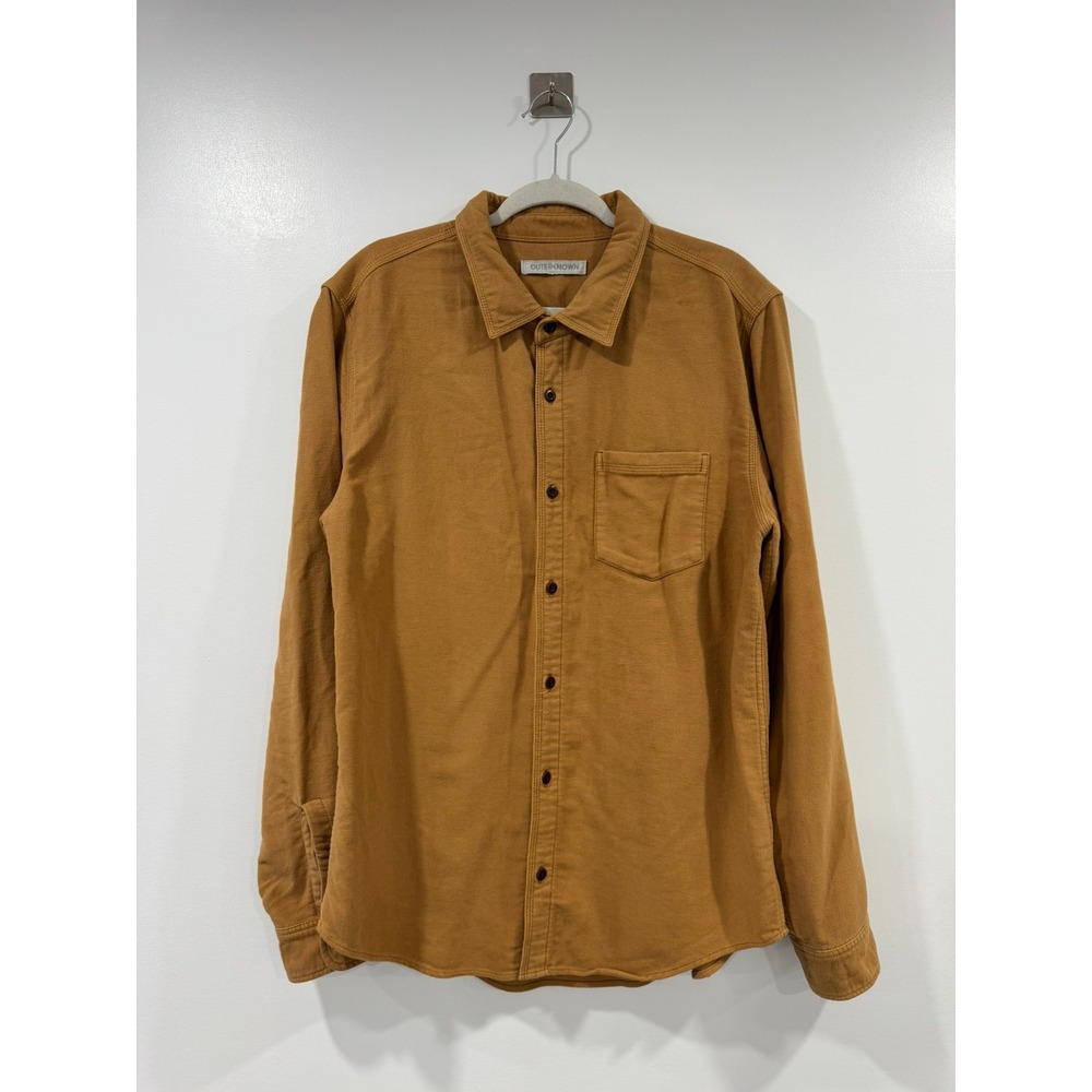 Outerknown Men Blanket Shirt Brown Organic Cotton Button Down Size Large